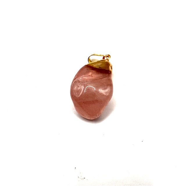 Rose Quartz Smooth Pendant/Gold Plated