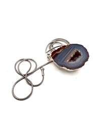 Stainless Steel Snakeskin Chain 24" w/ half geode pendant