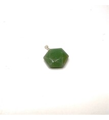 Green Aventurine Faceted hexagon Pendant w/Silver Bail