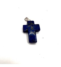 Thick 1"+ crystal cross pendant - sodalite
