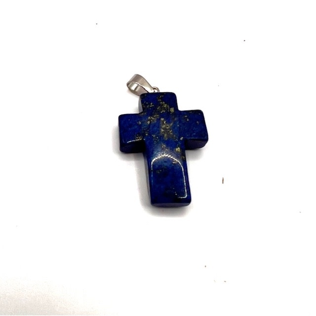 Thick 1"+ crystal cross pendant - sodalite