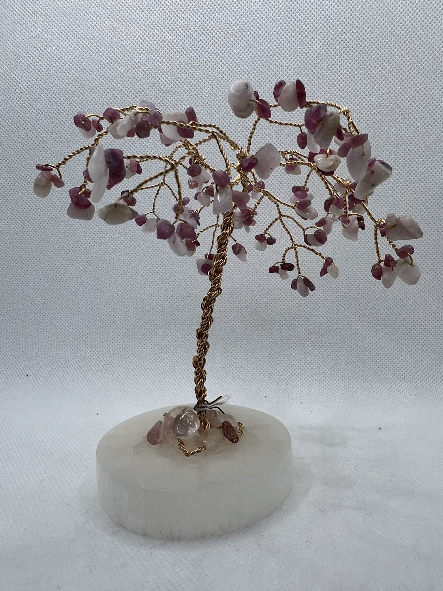 Handmade 5" Gem Tree - Rose & Clear Quartz by Kristine