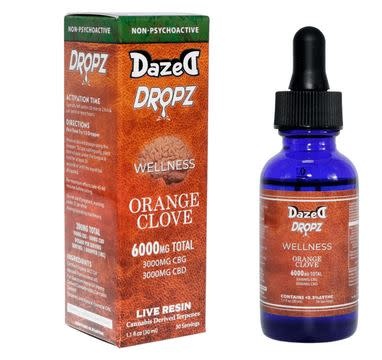 Dazed Dropz Orange Clove CBD CBG 6000