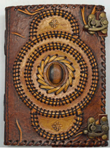2 Tone Leather Embossed 5x7 Journal With Tiger Eye Stone
