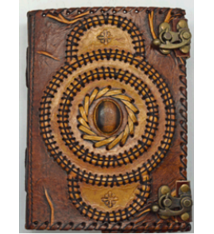 2 Tone Leather Embossed 5x7 Journal With Tiger Eye Stone
