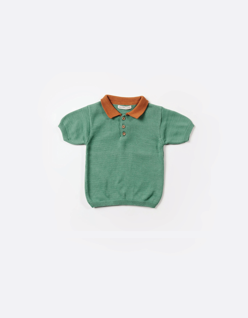 Fin & Vince Short Sleeve Polo Green/Adobe 6-12M