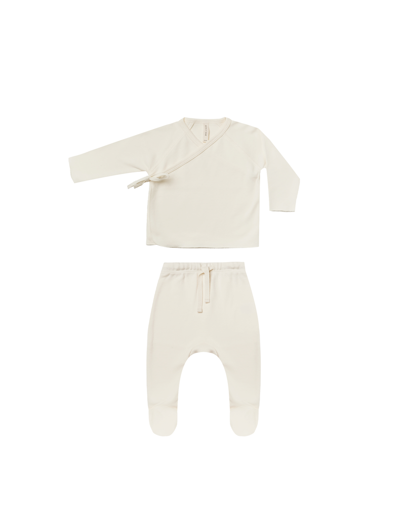 Quincy Mae Wrap Top + Footed Pant Set