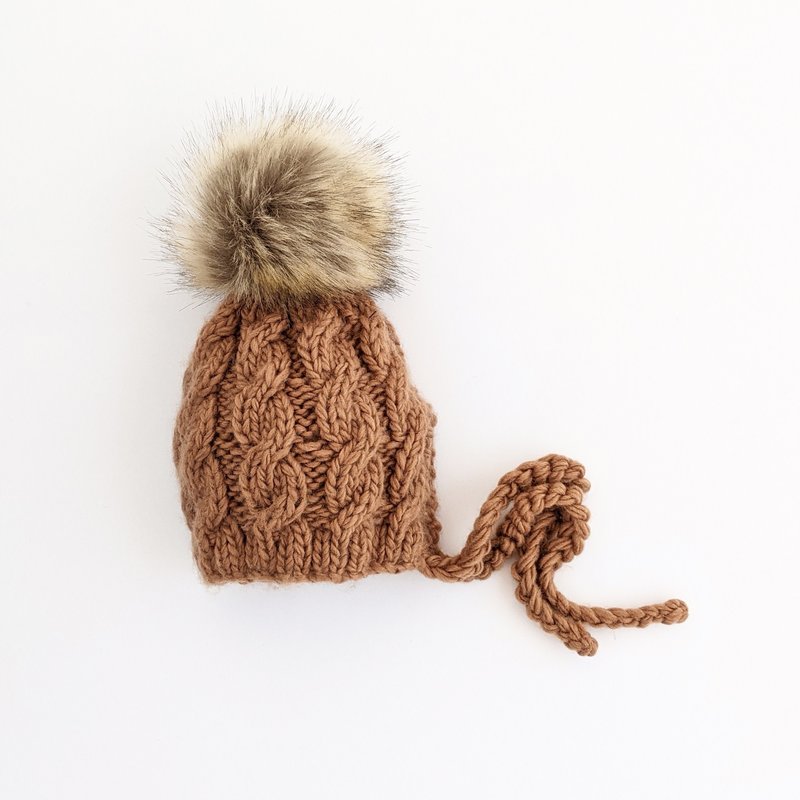 Huggalugs Aspen Pecan Cable Knit Bonnet
