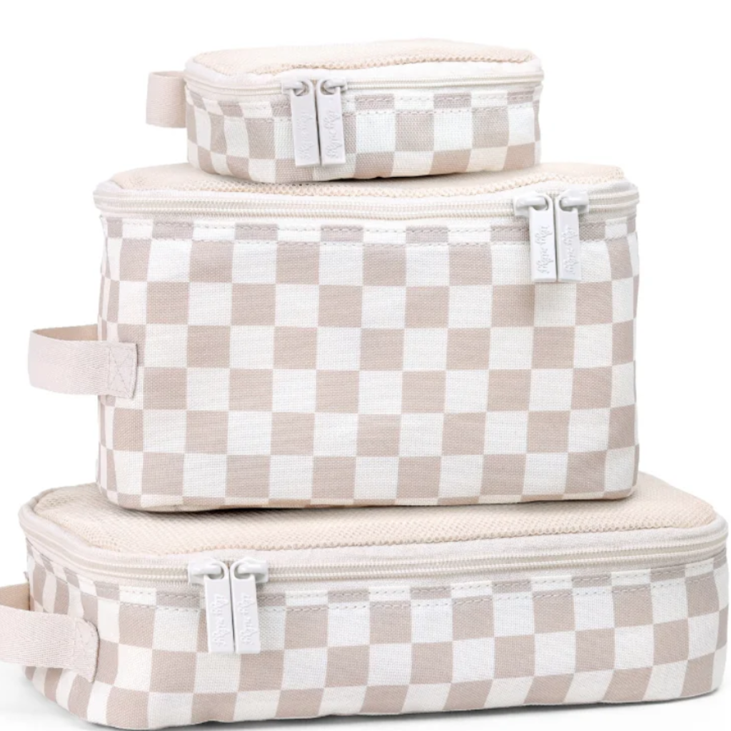 Itzy Ritzy Taupe Checkerboard Pack Like a Boss