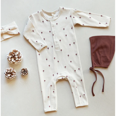 Quincy Mae RIBBED BABY JUMPSUIT || MUSHROOMS