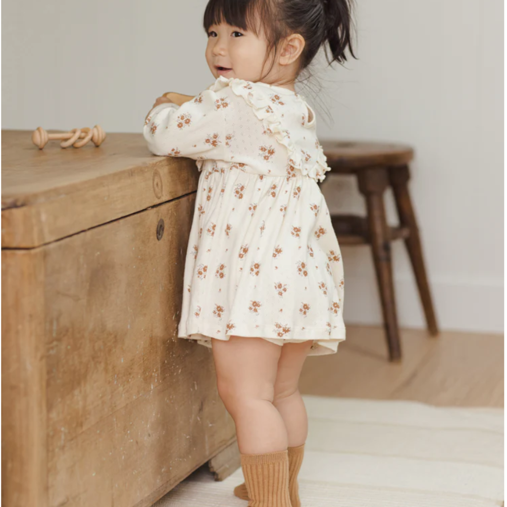 Quincy Mae LONG SLEEVE RUFFLE V DRESS || AUTUMN FLORA