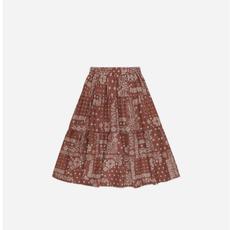 Rylee + Cru Inc. TIERED MIDI SKIRT || BRICK BANDANA