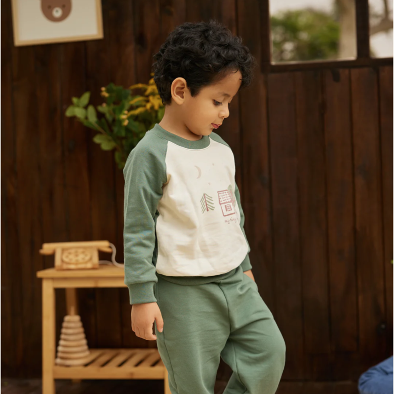 Tun Tun White Swan And Green Forest Sweatshirt