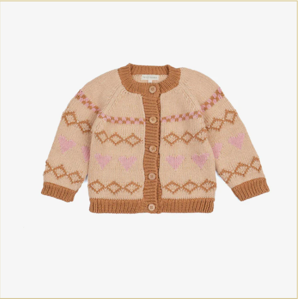 Wild Wawa Intarsia Hearts Cardigan