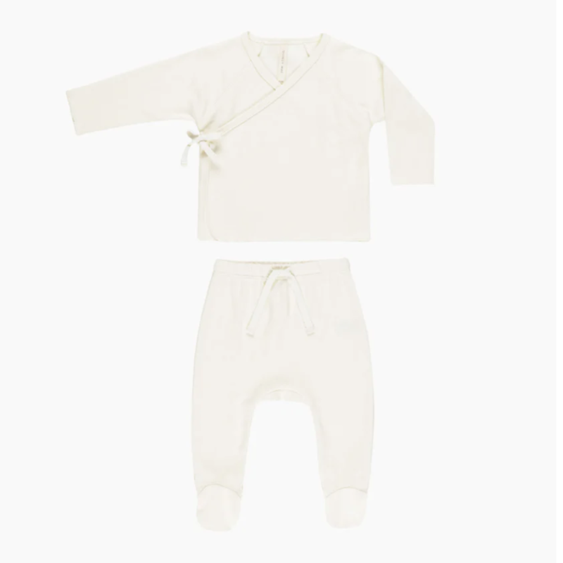 Quincy Mae Wrap Top + Footed Pant Set