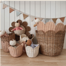 Olli Ella Rattan Tulip Basket- Seashell Pink