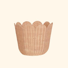 Olli Ella Rattan Tulip Basket- Seashell Pink