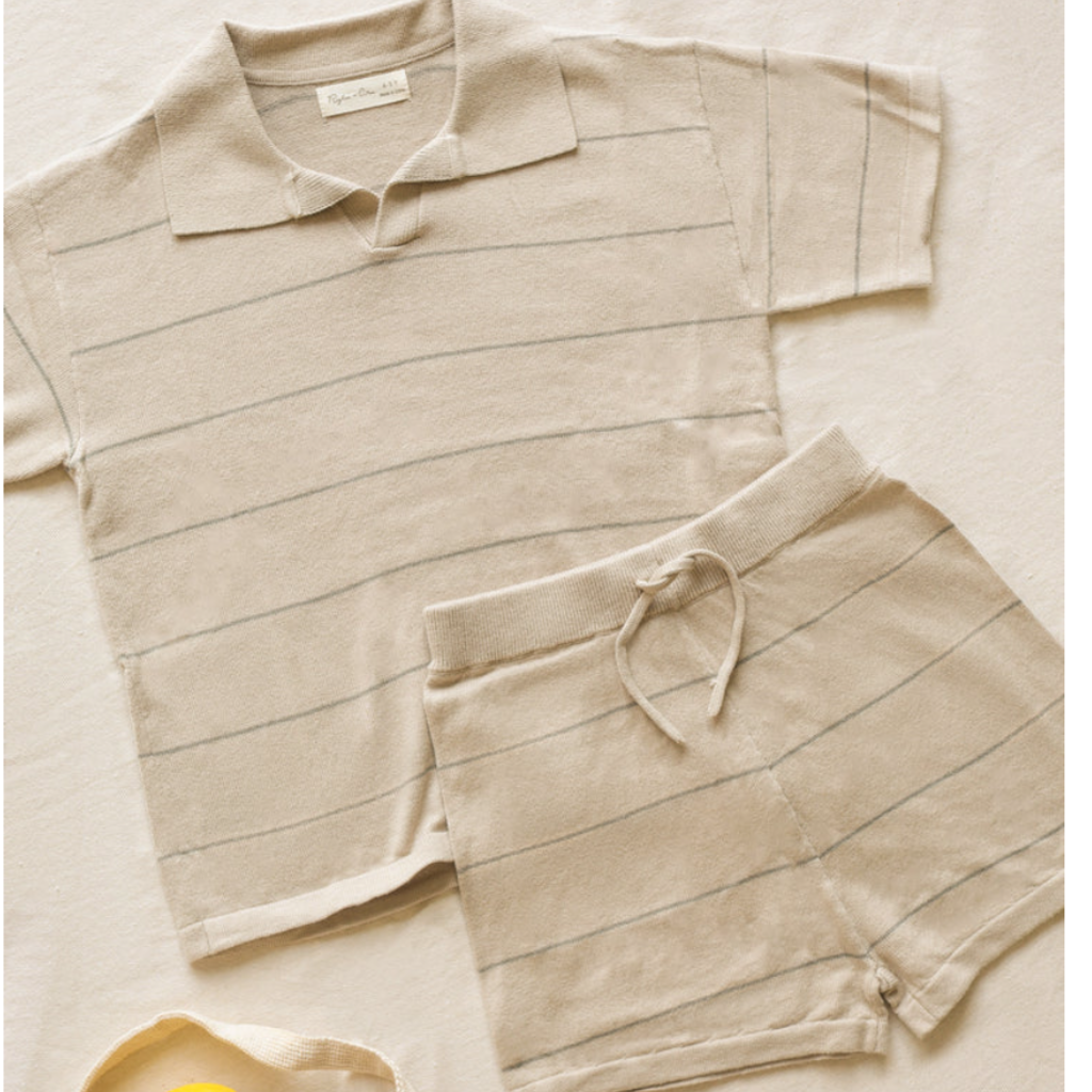 Rylee + Cru Inc. Chandler Knit Short Eucalyptus Stripe 6-12M