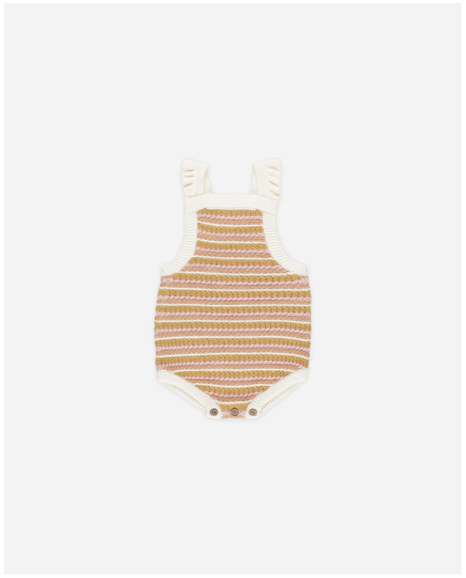 Crochet Romper Pink Stripe 6-12M