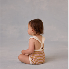 Rylee + Cru Inc. Crochet Romper Pink Stripe 6-12M
