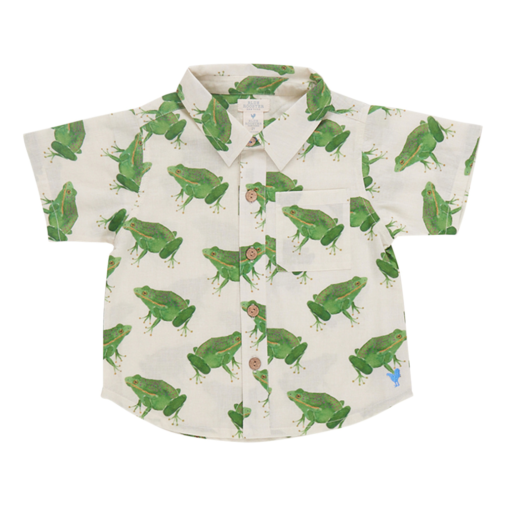Pink Chicken Baby Boys Jack Shirt - Frogs 6-12M