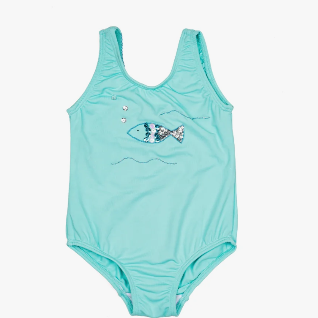Wild Wawa Fish Swimsuit Azure 6-12M