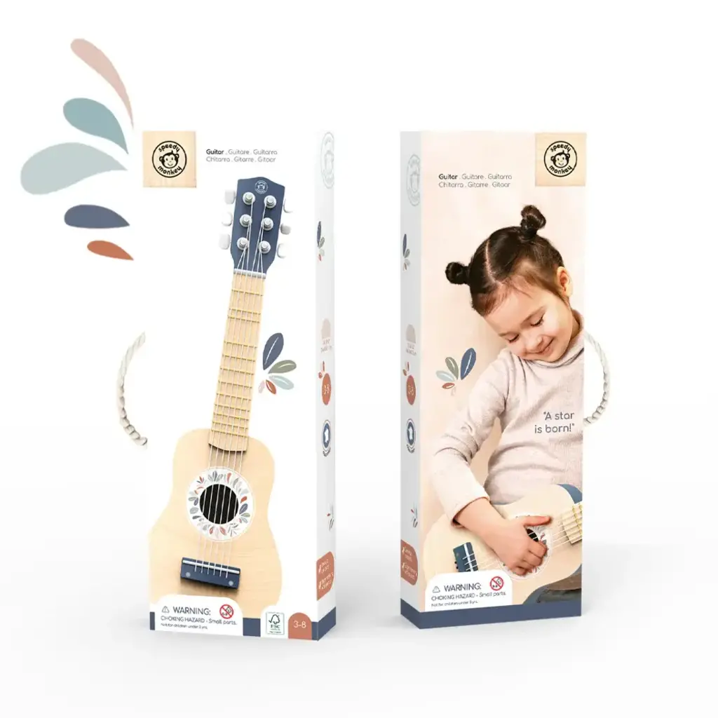 Speedy Monkey Blue Wooden Toy Guitar