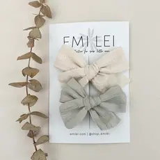 Emi Lei Mint & Ivory Stitched Floral -Alligator Clip
