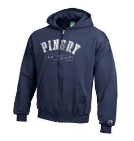 Champion Youth Powerblend Navy Hoodie w/Arched Pingry Logo