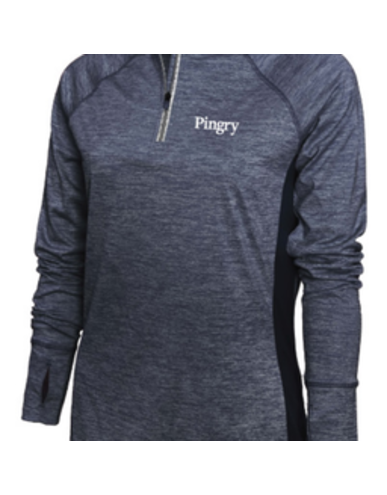 Ladies 1/4 Zip Heather Navy Performance Pullover