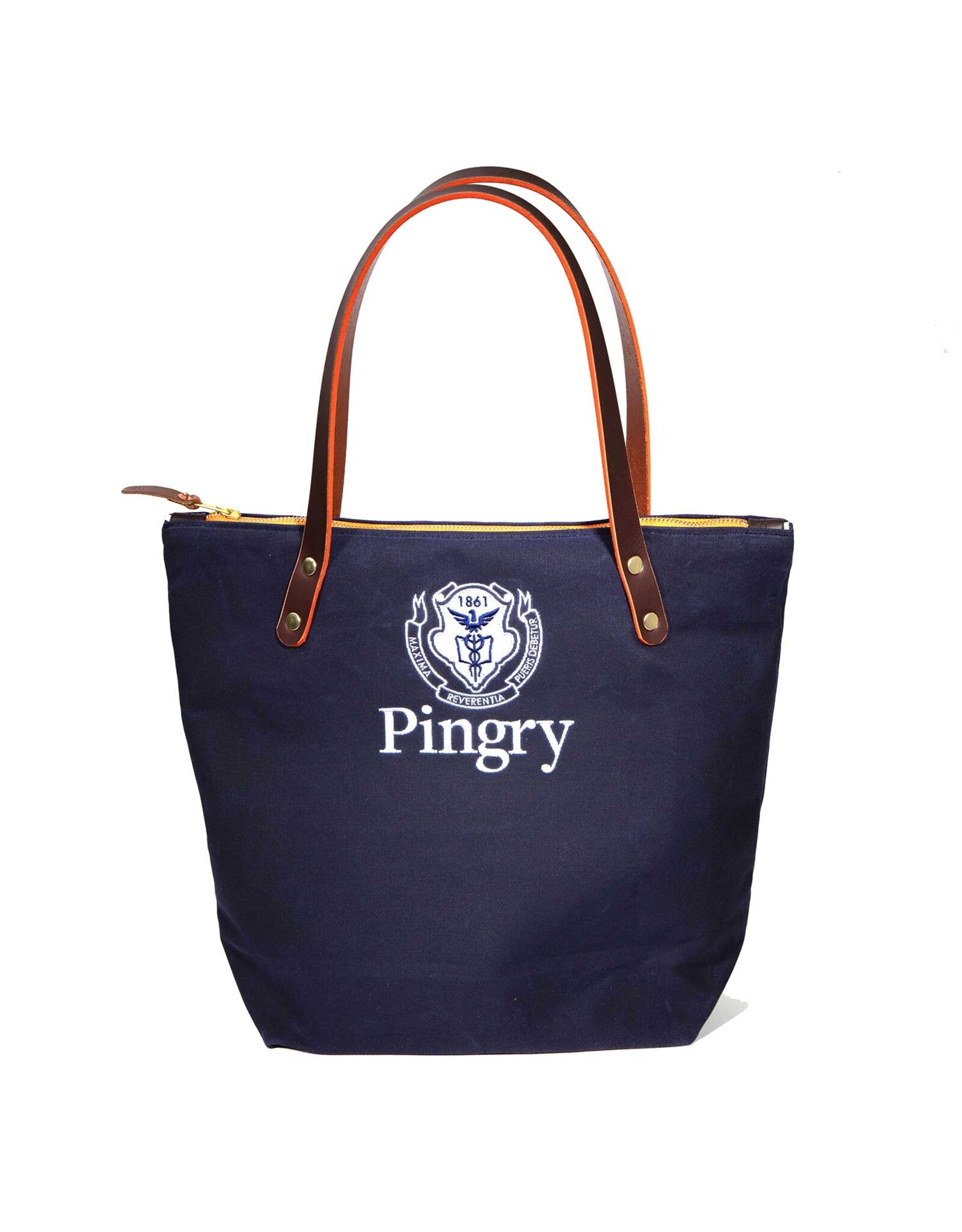 Canvas Tote with zipper-navy
