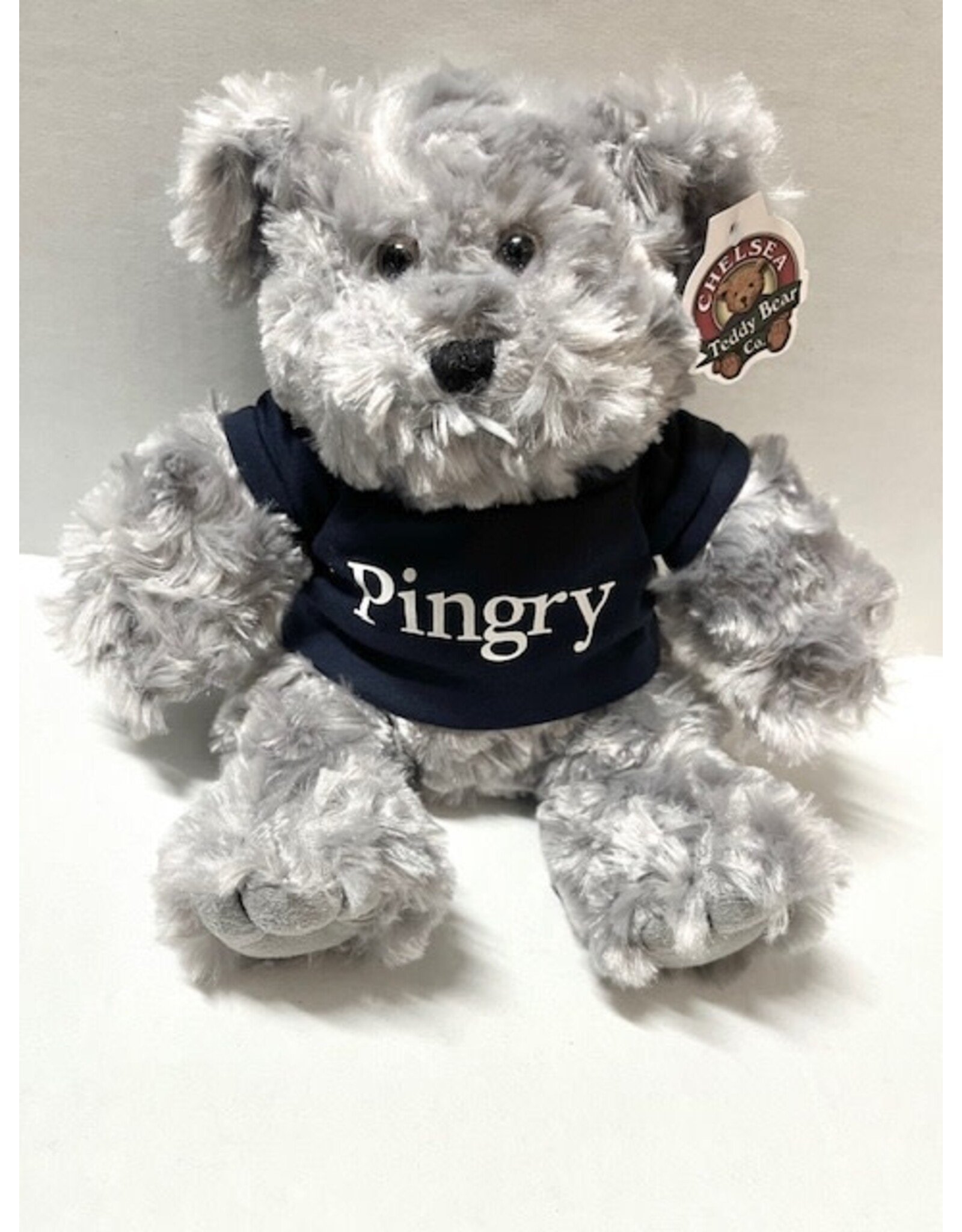 Gray Stuffed Bear with Navy T-Shirt