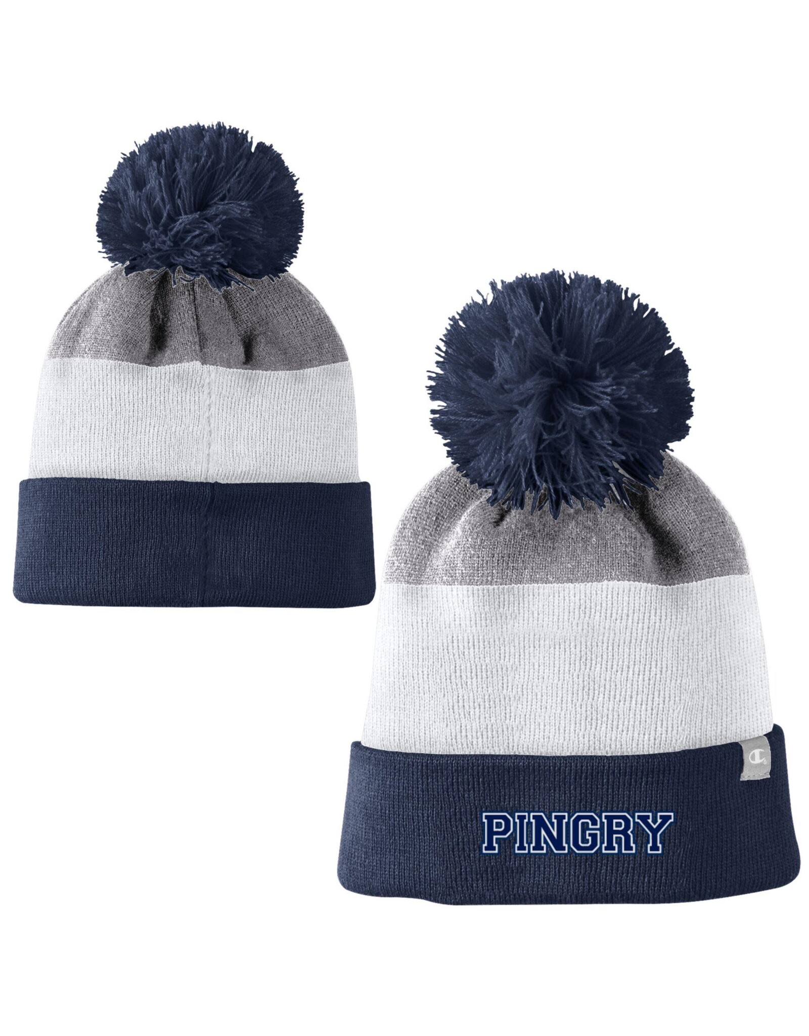 Champion Unisex 3 Color Stripe Beanie with Pom