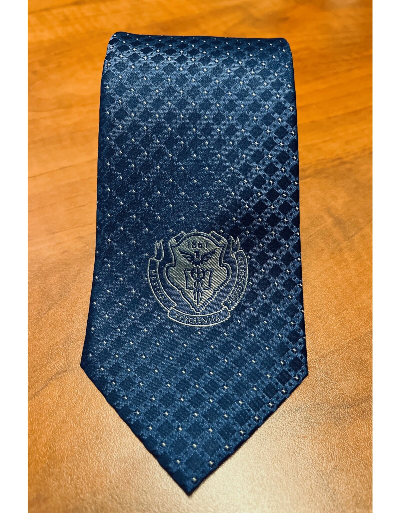 Pingry Crest Woven Silk Tie - navy
