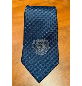Pingry Crest Woven Silk Tie - navy
