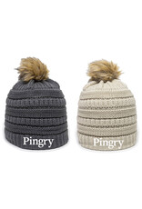 Cable Knit Faux Fur Pom Pom Beanie