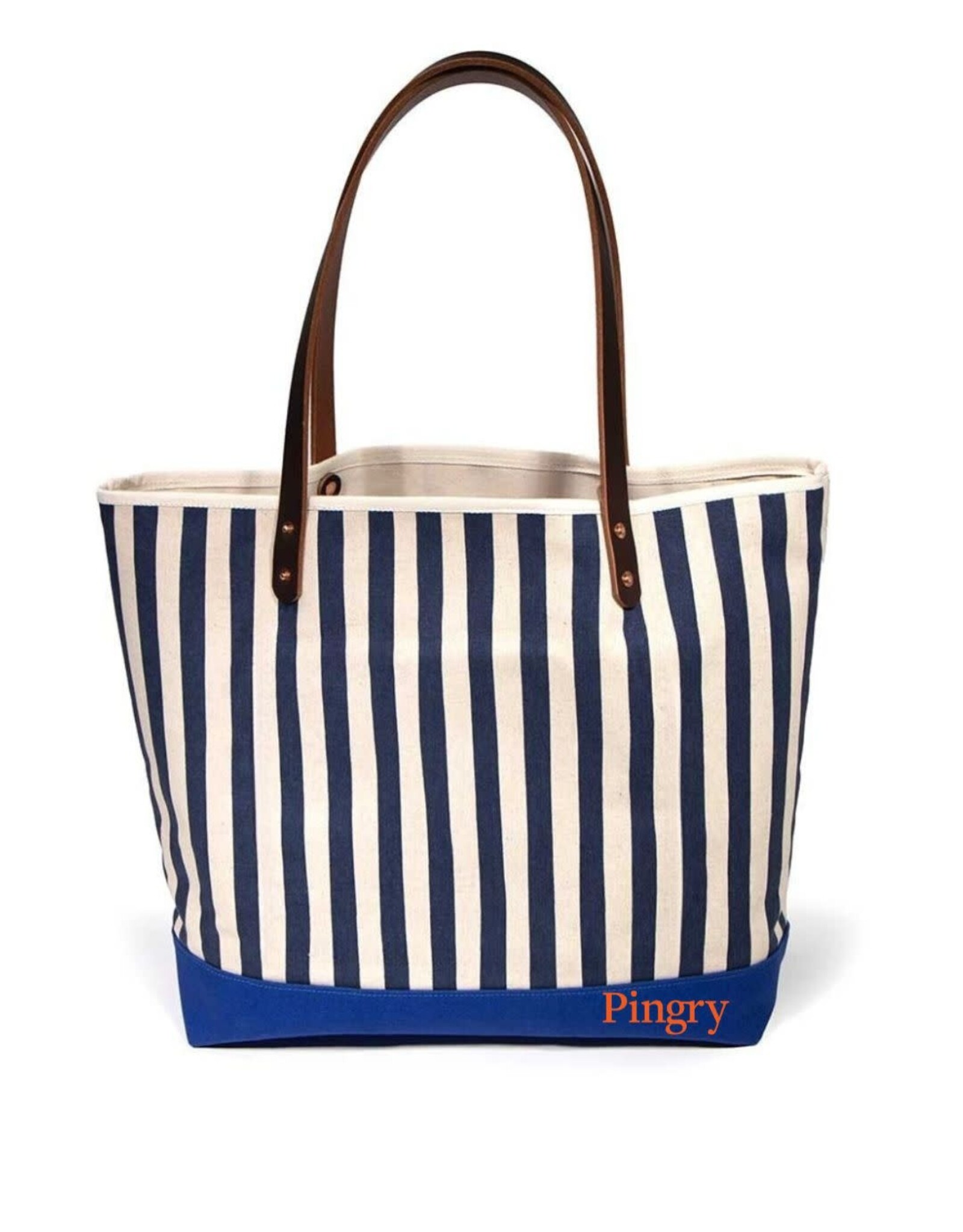 General Knot and Company Striped All Day Tote Navy/Regatta- Orange Pingry Embr.