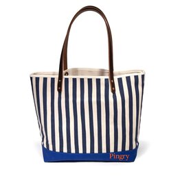 General Knot and Company Striped All Day Tote Navy/Regatta- Orange Pingry Embr.