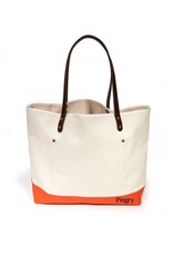 General Knot and Company Canvas All Day Tote Natural/Orange- Navy Pingry Embr.