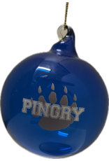 Hand Blown Glass Ornament- 3 inches-blue with Pingry bear claw