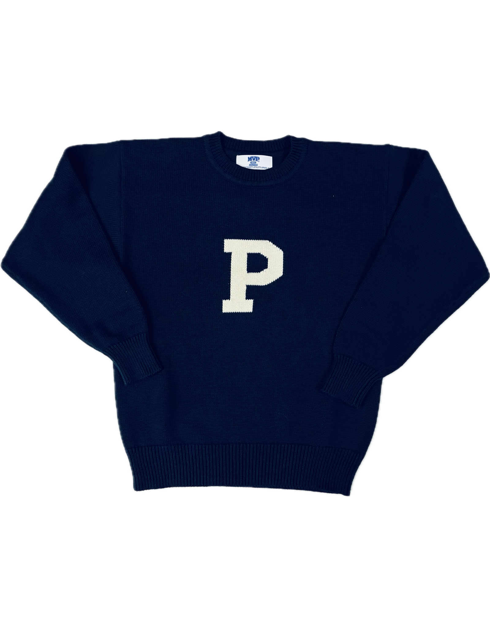 Adult Knit Cotton Crew "P" Sweater