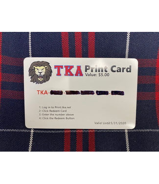 $5 Print Card (for TKA Library Printing)