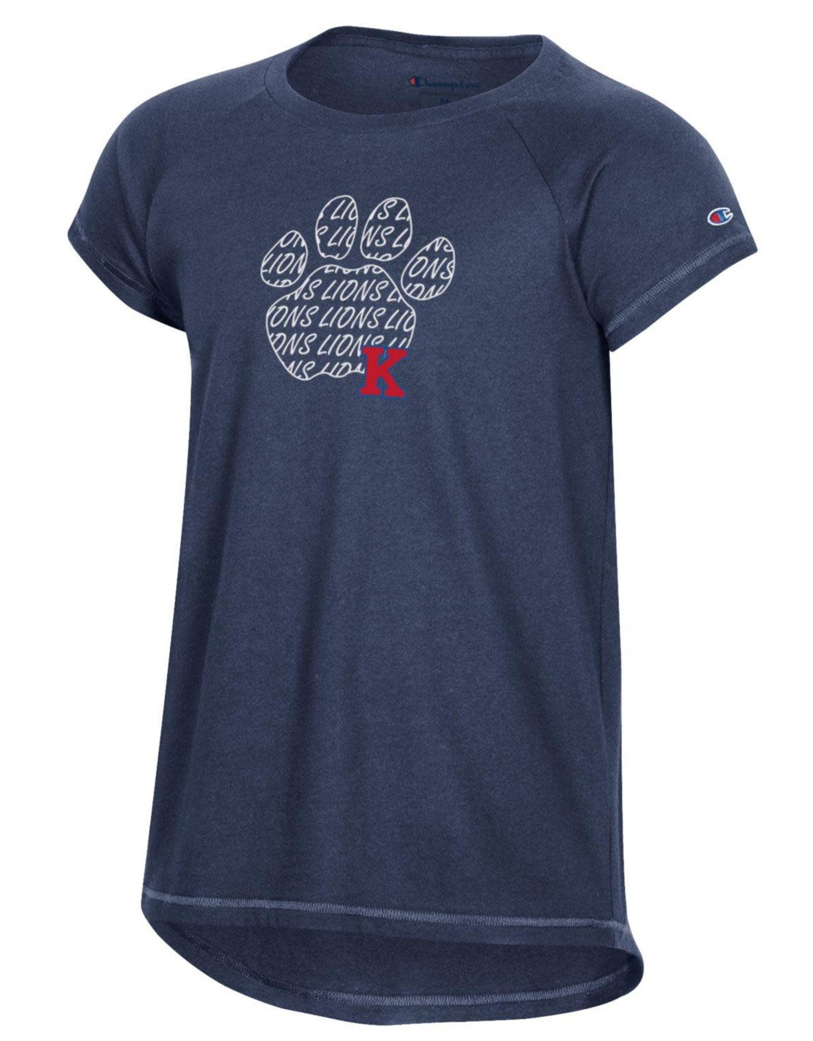 Champion Champion Girl’s Tee - Paw Logo w/Script Lions - Marine Navy -