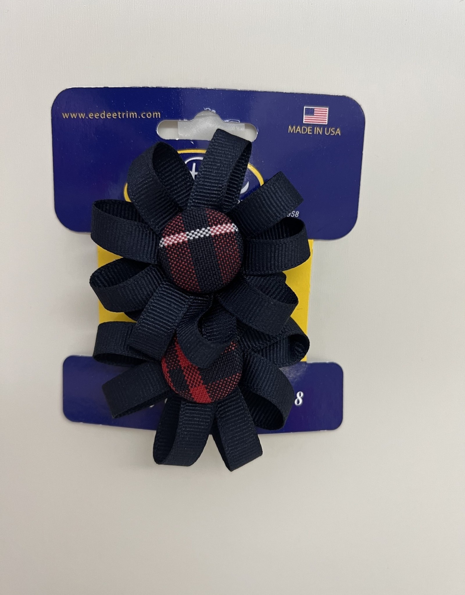 Ee Dee Trim Flower Button Bow on Clips / Navy - FBE167