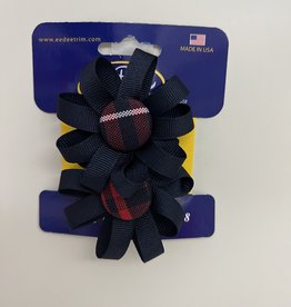 Ee Dee Trim Flower Button Bow on Clips / Navy - FBE167