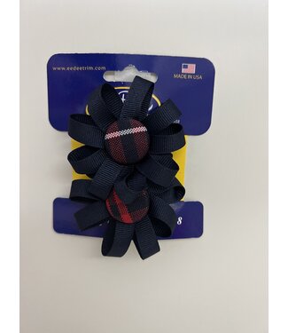 Ee Dee Trim Flower Button Bow on Clips / Navy - FBE167