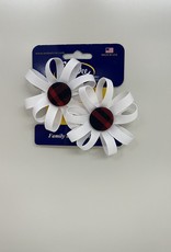 Ee Dee Trim White Flower Button Bow on Clips - FBE167