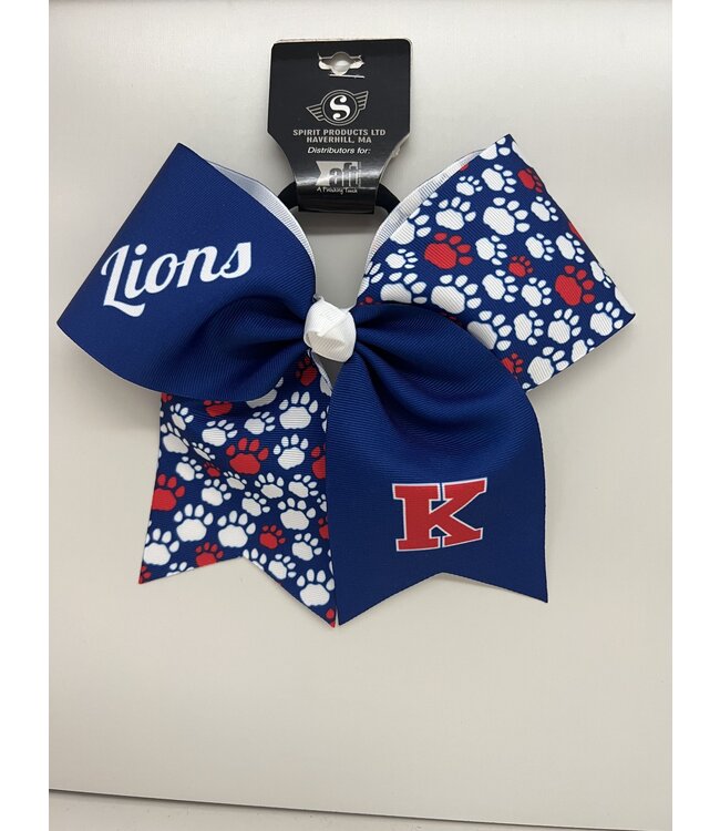 Spirit Spirit Hair Ribbon W/Rubber W/Navy(Royal), Red, White Imprint (K, Lions, Paws White & Red)