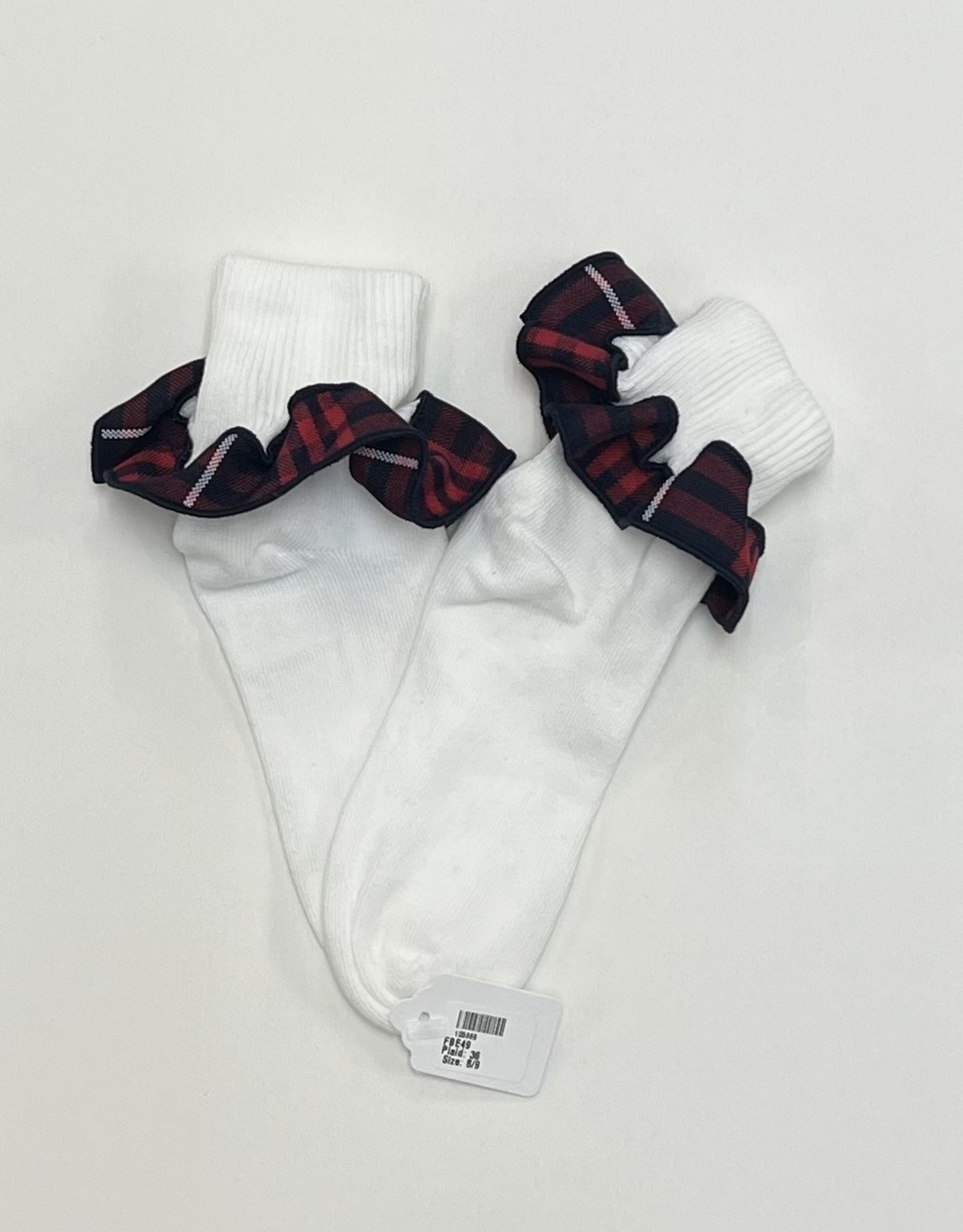 Ee Dee Trim Plaid Ruffle Socks