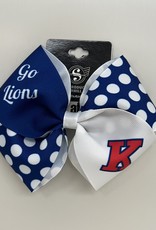 Spirit Spirit Cheer Bow Barrette-Small W/Navy(Royal) & White Imprint (Red K, White Go Lions and White Dots)